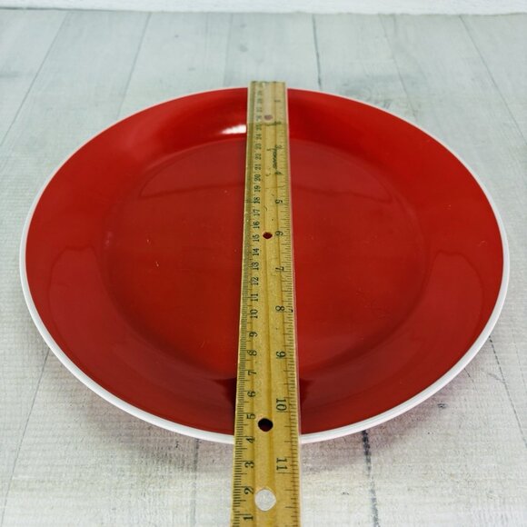 Room Essentials ANGLED RIM ORANGE FLAME White Trim Stoneware Dinner Plates Set 3 - Picture 9 of 16